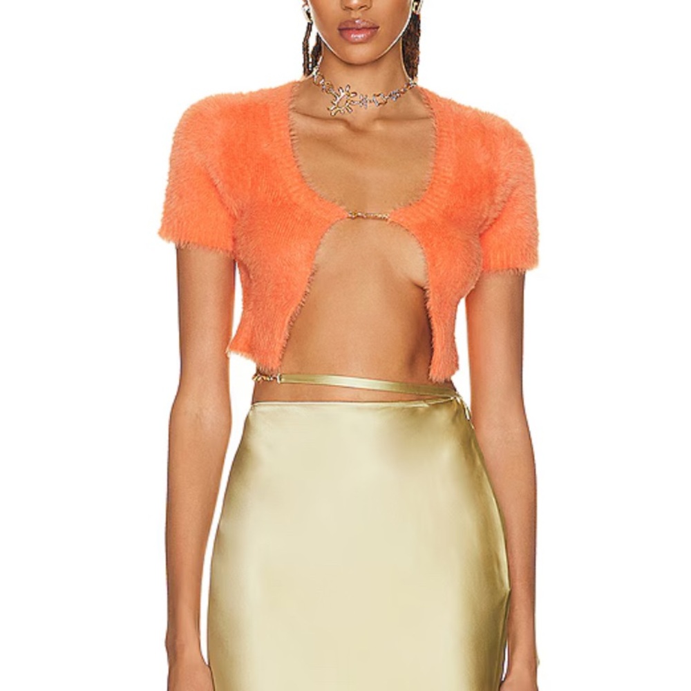 Jacquemus Orange Fuzzy Crop Top